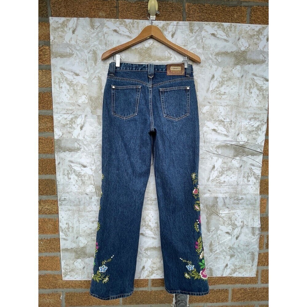 Lawman Embroidered Bootcut Jeans Sz 7 Floral - Picture 7 of 12